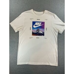 Nike Tee Mountain Peak Graphic Short Sleeve  White Size Large Just Do It #444